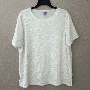 Women’s Bon Worth Crinkle Stretch Short Sleeve Top, XLP, Off White